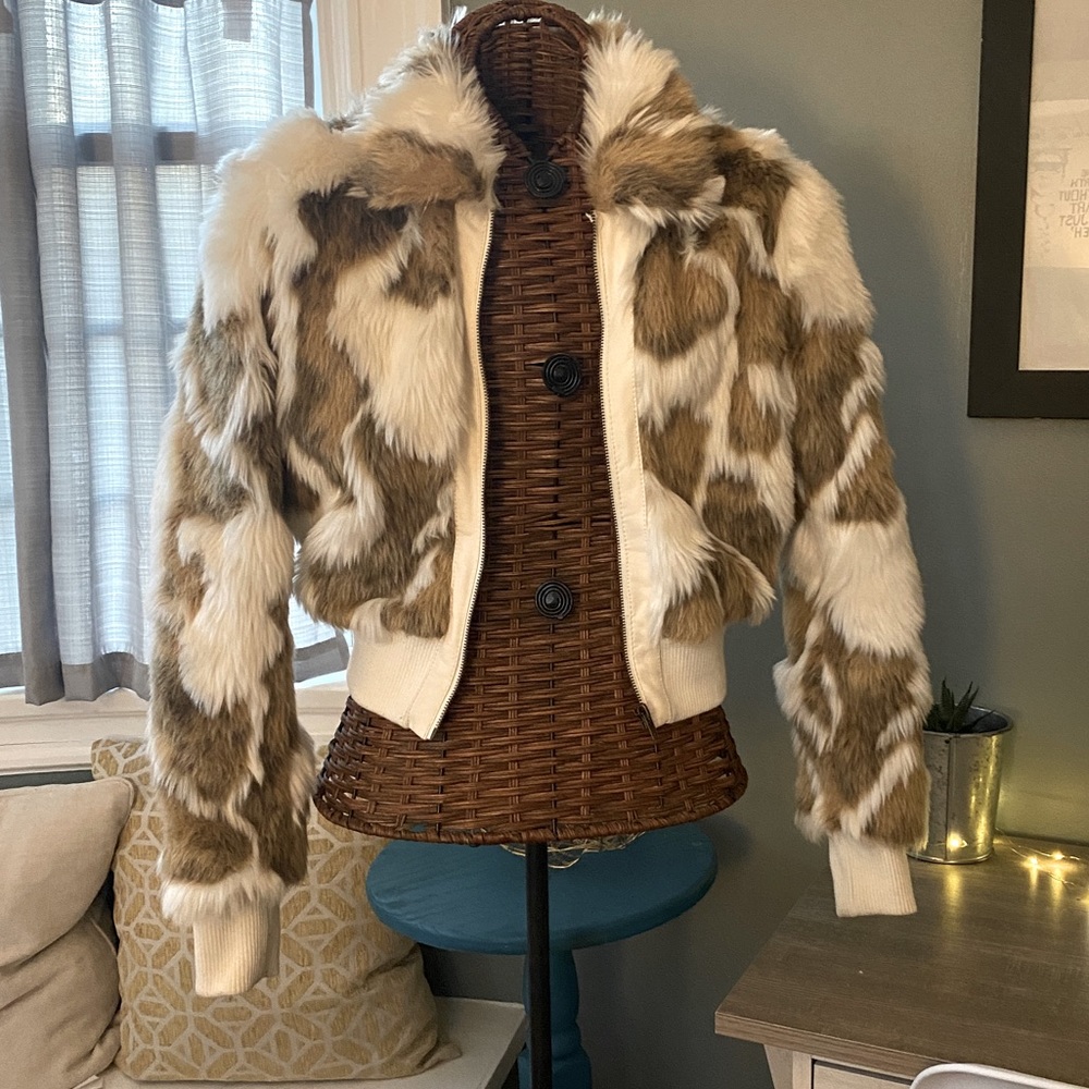 I Love H81 brand faux fur bomber jacket